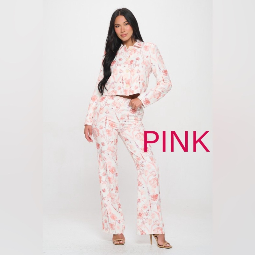 29. PINK Floral Blazer and Pant Set